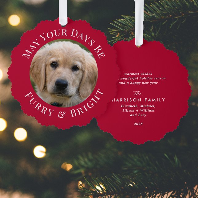 Adorno De Papel Festividad Mascota brillante navidad festividad ro (Share the love and warmth of the holiday season with a photo paper ornament card)