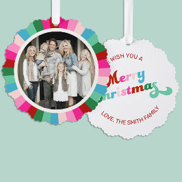 Adorno De Papel Festividad retro Navidades de franjas brillantes