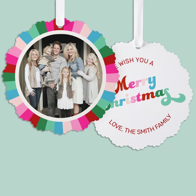 Adorno De Papel Festividad retro Navidades de franjas brillantes (Subido por el creador)