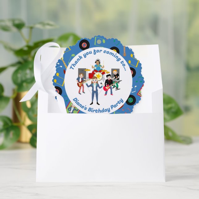 Adorno De Papel Fiesta de cumpleaños de banda de Chica estrella de (Sobre)