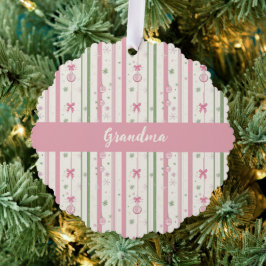 Adorno De Papel Fiesta Navideña para Mamá Personalizada en Rosa Co