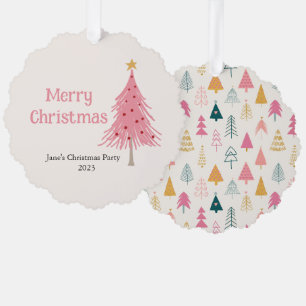 Adorno De Papel Fiesta rosado de Rubor de árbol de Navidad lindo