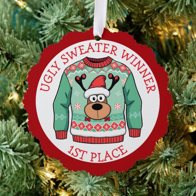 Adorno De Papel First Place Ugly Sweater Winner Christmas (Insitu (árbol))