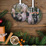 Adorno De Papel Flechas de corazón Primera Navidad Sra. Fotografía<br><div class="desc">Encantador adorno navideño de la señora y la señora para recién casados personalizado con una foto a cada lado. La Sra. & Mrs. está escrita en un guión de pincel de bonito sobre dos flechas que apuntan a un corazón en una mirada dibujada a mano con el año por debajo....</div>