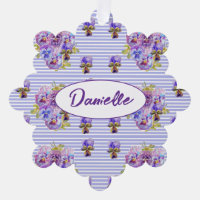 Flor de Pensamiento Púrpura floral Shabby Acuarela