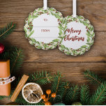 Adorno De Papel Floral Red Berry Greeneration Wreath To<br><div class="desc">Hermosa etiqueta de regalo de Navidades florales con una corona de verde salvia,  flores blancas y bayas rojas donde se puede escribir a quién y de quién es el regalo de los Navidades.</div>