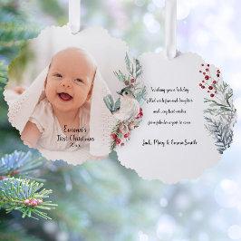 Adorno De Papel Foto botánica de invierno rústico de color de agua