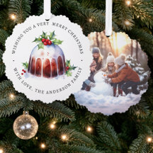 foto de agua tinta de pudín de Navidad con bayas d