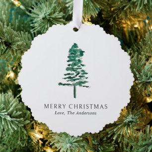 Adorno De Papel Foto de árbol de pino acuarela Navidad moderna