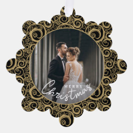 Adorno De Papel Foto de boda en papel de Navidades negros con barn