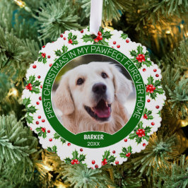 Adorno De Papel Foto de cachorro lindo personalizada en acebo verd