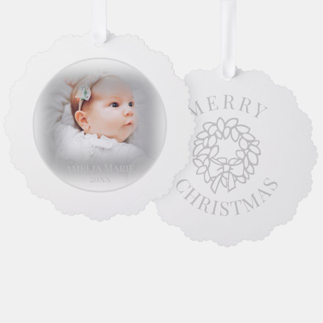 Adorno De Papel Foto de Navidades de abuelo blandos (fondo pálido) (Anverso/Reverso)