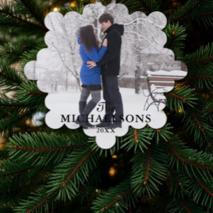 Adorno De Papel Foto de pareja de Navidad minimalista moderna eleg