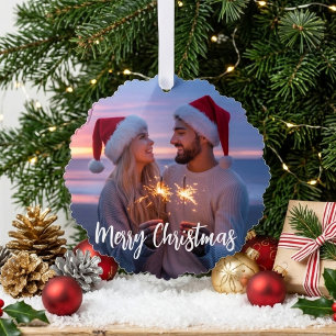 Adorno De Papel Foto de pareja romántica de Navidad al atardecer