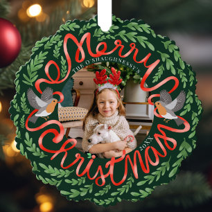 Adorno De Papel Foto de Wreath del follaje verde navideño