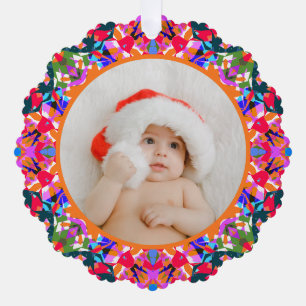 Adorno De Papel Foto personalizada Feliz Navidad Moderno Colorido