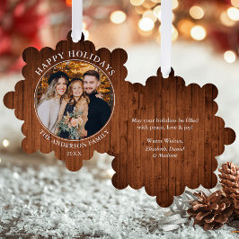 Adorno De Papel Foto Rustic Happy Holidays