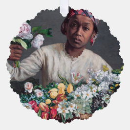 Adorno De Papel Frederic Bazille - Joven mujer con peonías