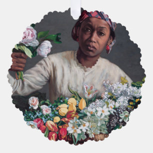 Adorno De Papel Frederic Bazille - Joven mujer con peonías