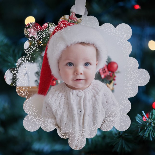 Adorno De Papel Frontera nevada simple una foto roja Feliz Navidad (Subido por el creador)