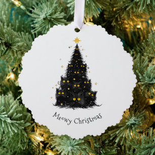Adorno De Papel Fun Black Cat Meowy Christmas Tree