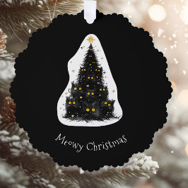 Adorno De Papel Fun Black Cat Meowy Christmas Tree