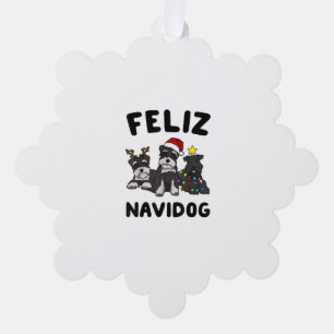 Adorno De Papel Funny Feliz Navidog Ministra Schnauzer amante del