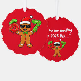 Adorno De Papel Funny Gingerbread “Melting into 2026” Ornament