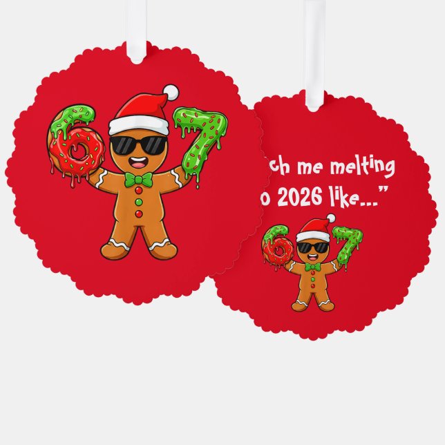 Adorno De Papel Funny Gingerbread “Melting into 2026” Ornament (Anverso/Reverso)
