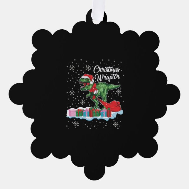 Adorno De Papel Funny Navidades Dinosaur Wraptor Velociraptor (Anverso)