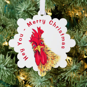 Adorno De Papel Funny Rooster Christmas Ornamet Card