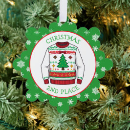 Adorno De Papel Ganador de Segundo Lugar Suéter Feo de Navidad