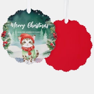 Adorno De Papel Gatito de felino lindo Santa Navidad Fiesta de Nav