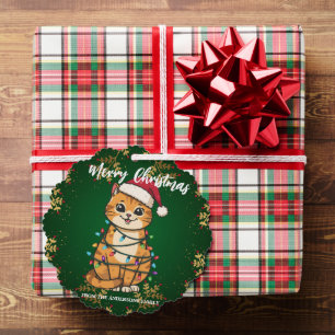 Adorno De Papel Gato alegre y brillante Navidad gatito nieve invie