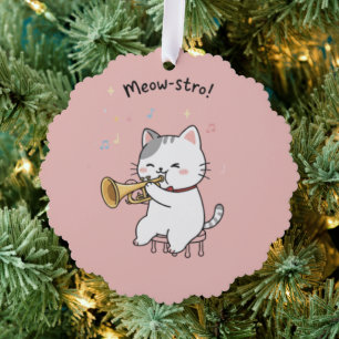 Adorno De Papel Gato Trompeta Divertido – Jazz Felino Adorable