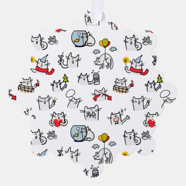 Adorno De Papel Gatos divertidos, leche y magia. (Anverso)