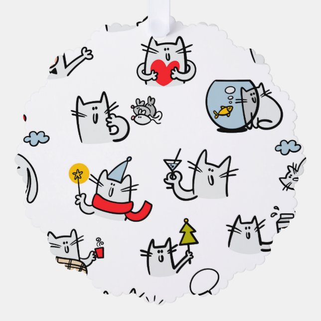 Adorno De Papel Gatos divertidos, leche y magia. (Anverso)