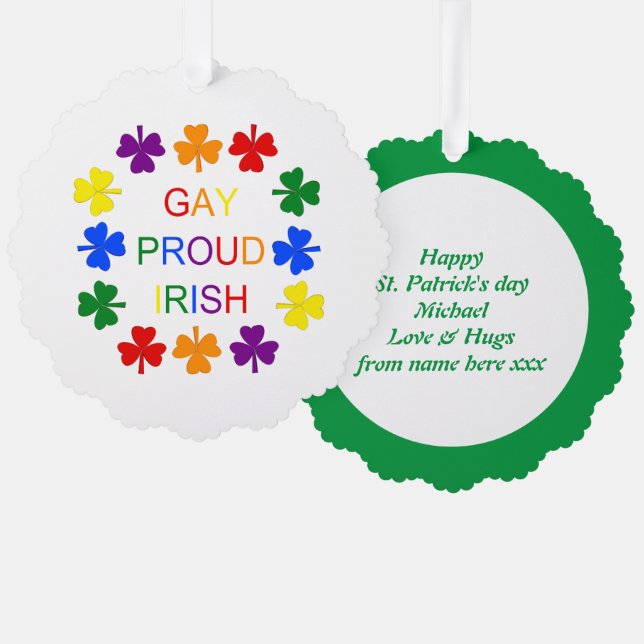 Adorno De Papel Gay Proud Irlandés LGBT Rainbow Shamrock (Anverso/Reverso)
