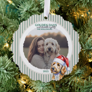 Adorno De Papel Golden Doodle de Holiday Pun Watercolor