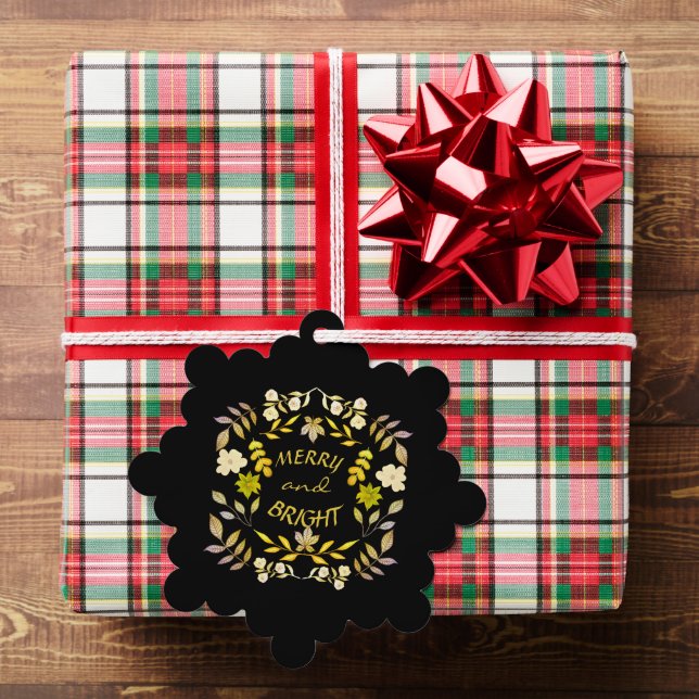 Adorno De Papel GOLDEN MERRY Y BRIGHT personalizado (Insitu (Regalo))