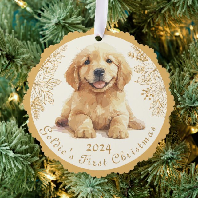 Adorno De Papel Golden Retriever First Christmas (Insitu (árbol))