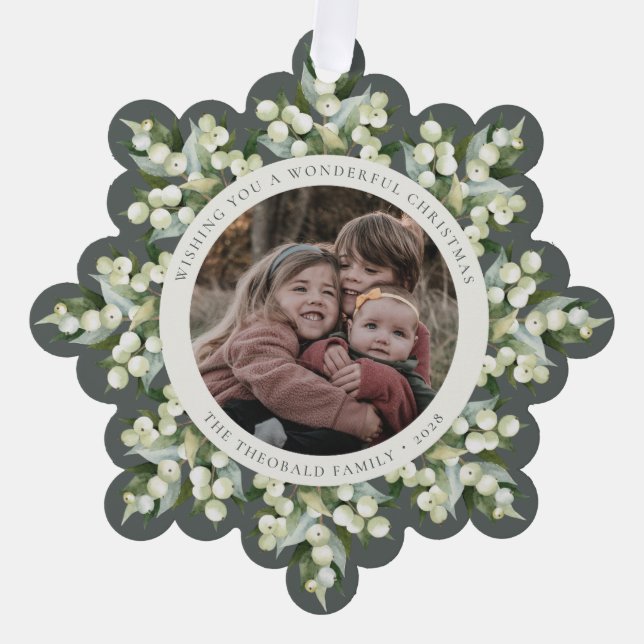 Adorno De Papel Gray-Green Snowberry+Greenery Christmas Paper (Anverso)