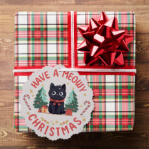 Grumpy Black Cat Purrfect Meowy Navidades