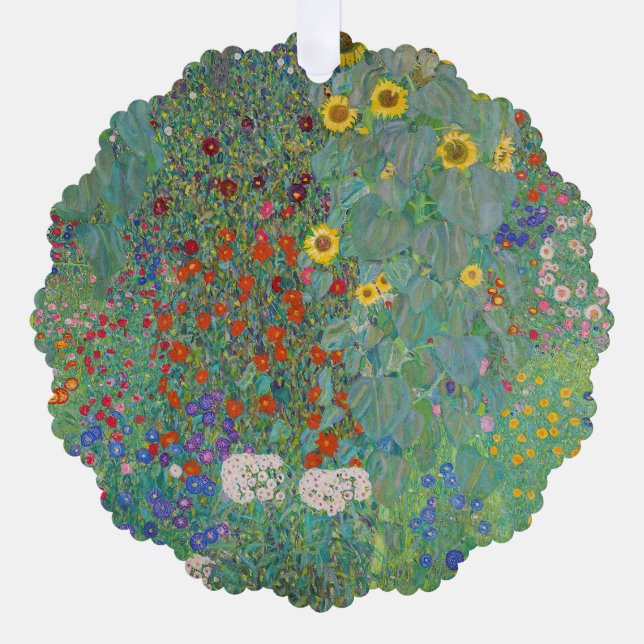Adorno De Papel Gustav Klimt - Jardín de campo con girasoles (Anverso)