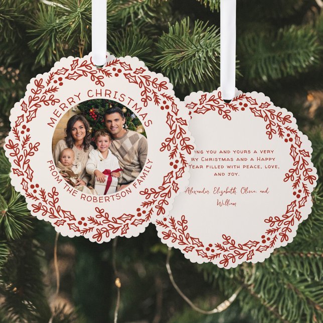 Adorno De Papel Hand Drawn Christmas Wreath Photo (Subido por el creador)