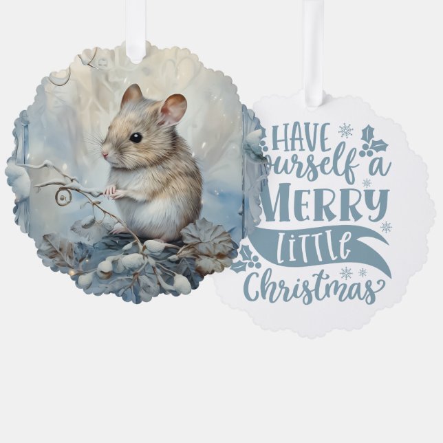 Adorno De Papel Have Yourself A Merry Little Christmas Mouse (Anverso/Reverso)