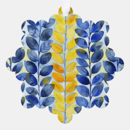 Adorno De Papel Hojas amarillas y azules