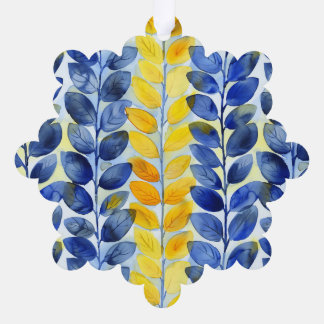 Adorno De Papel Hojas amarillas y azules