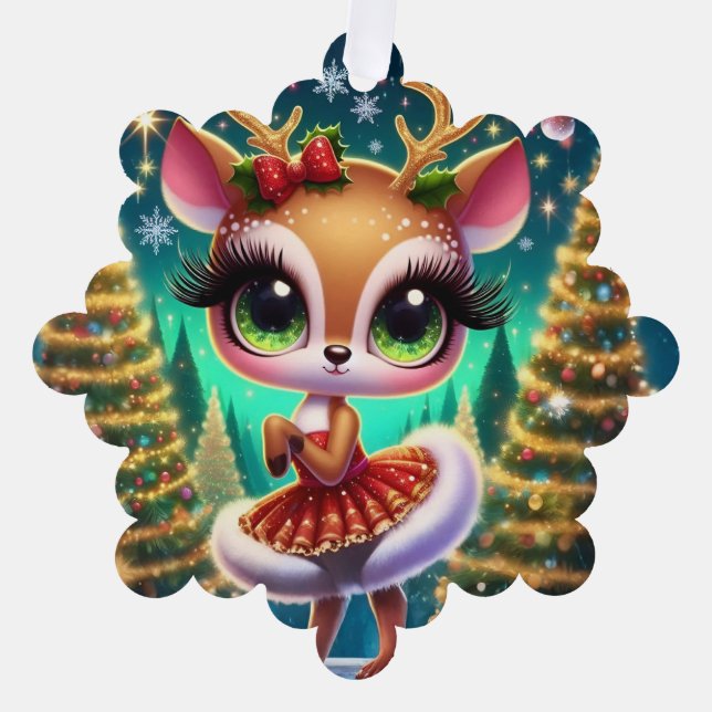 Adorno De Papel Holiday Ballet Reindeer Star (Anverso)