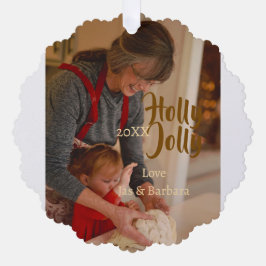 Adorno De Papel Holly Jolly family holiday photo beige year naboho